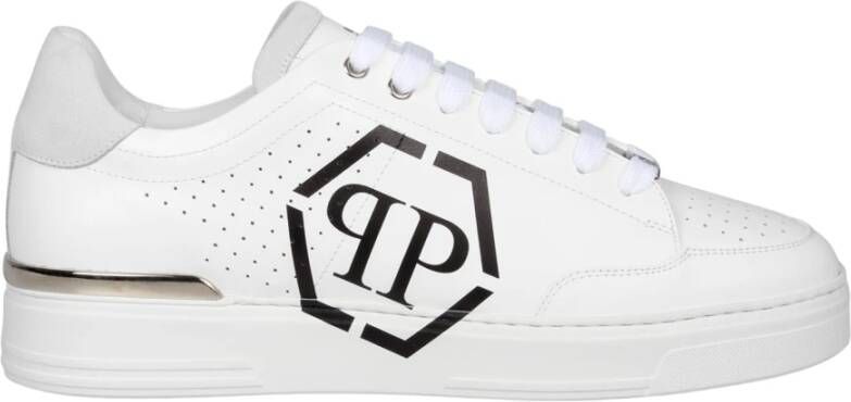 Philipp Plein Hexagon Leren Sneakers White Heren