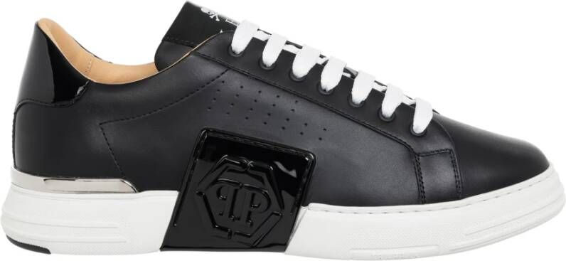 Philipp Plein Hexagon Lo-Top Sneakers Effen Vetersluiting Black Heren