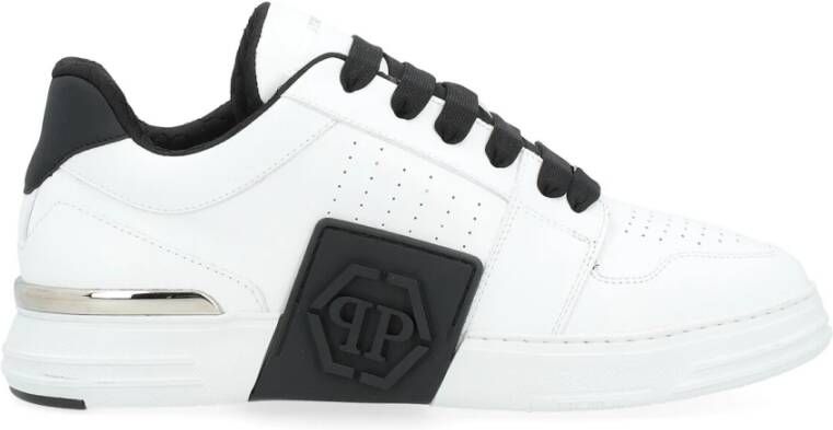 Philipp Plein Hexagon Lo-Top Sneakers in wit leer Wit Heren