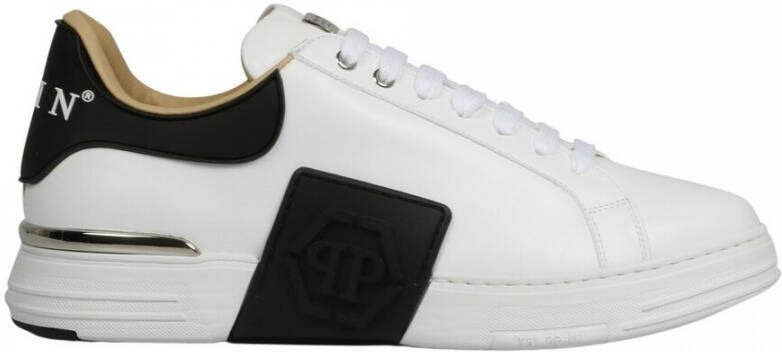 Philipp Plein Witte Sneakers Regular Fit Geschikt voor alle temperaturen 100% Leer White Heren