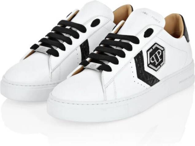 Philipp Plein Hexagon Low-Top Leren Sneakers White Heren