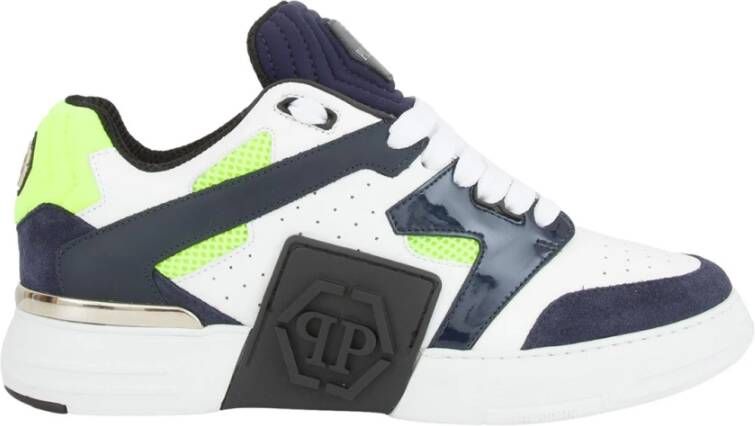 Philipp Plein Leren Lo-Top Sneakers in Blauw Multicolor Heren