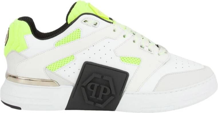 Philipp Plein Leren Lo-Top Sneakers in Geel Multicolor Heren