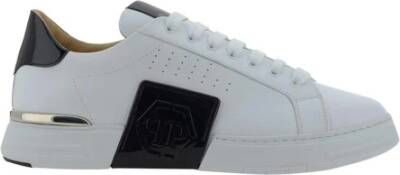 Philipp Plein Logo Versierde Leren Sneakers White Heren