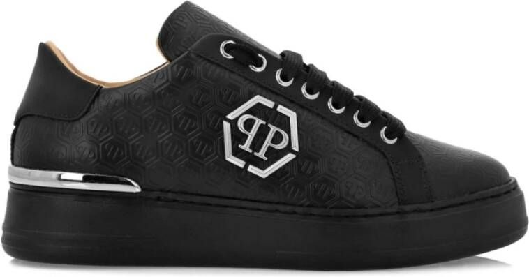 Philipp Plein Monogram Low-Top Zwarte Sneakers Black Heren