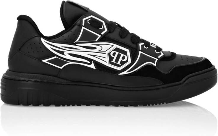 Philipp Plein Paarse Casual Sneakers voor Mannen Black Heren