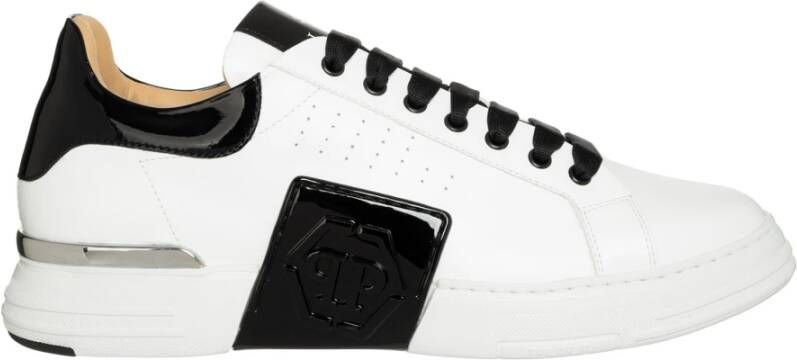 Philipp Plein Phantom Kick$ Leren Sneakers Wit Heren