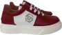 Philipp Plein Rode leren sneakers met witte contrastinzetten en metalen logo Rood Heren - Thumbnail 1