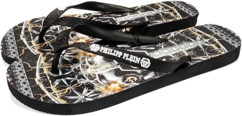 Philipp Plein Skull Grafische Flip Flops Stijlvol Ontwerp Multicolor Dames