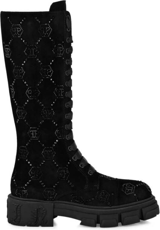 Philipp Plein Stijlvolle Leren Laarzen Black Dames