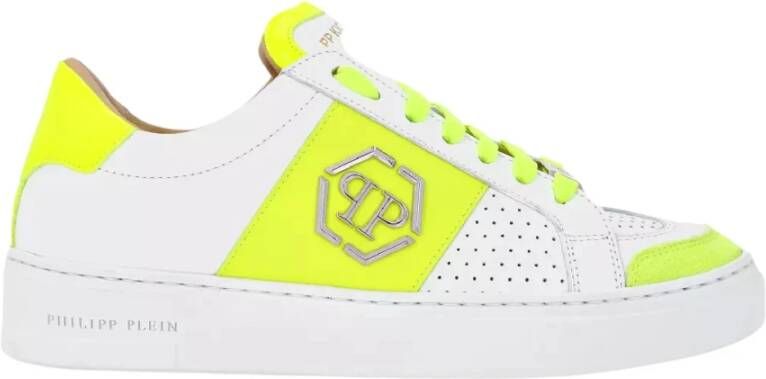 Philipp Plein Wit-gele Lo-Top PP Kicks sneakers White Dames