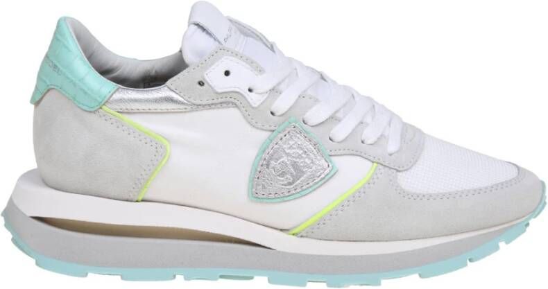 Philipp Plein Witte en Turquoise Suede Sneakers White Dames