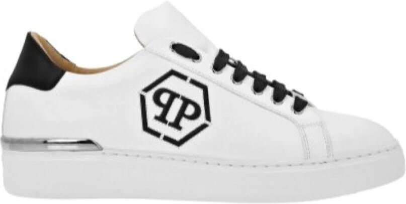 Philipp Plein Witte Leren Hexagon Lo-Top Sneakers White Heren