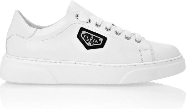 Philipp Plein Witte Leren Lage Sneakers White Heren