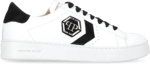 Philipp Plein Witte Leren Sneakers Hexagon Logo White Heren