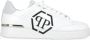 Philipp Plein Witte Leren Sneakers Ronde Neus Logo White Heren - Thumbnail 1