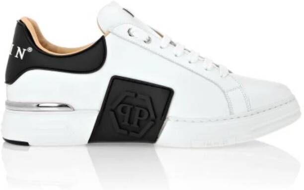 Philipp Plein Witte Sneakers Regular Fit Geschikt voor alle temperaturen 100% Leer White Heren