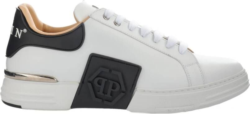 Philipp Plein Witte Sneakers Regular Fit Geschikt voor alle temperaturen 100% Leer White Heren