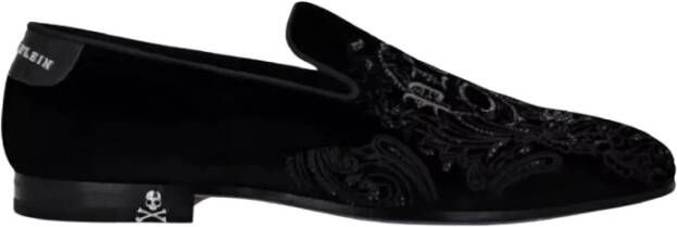 Philipp Plein Zwarte fluwelen loafers met kristallen Black Heren