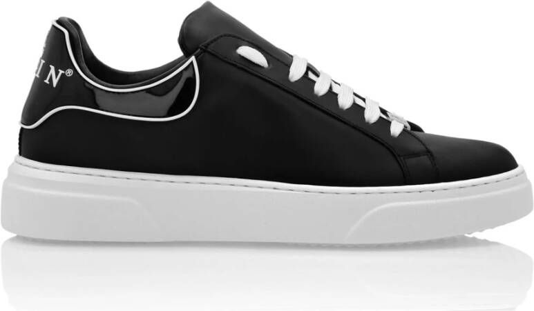 Philipp Plein Zwarte lage sneakers met logodetail Black Heren