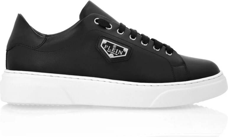 Philipp Plein Zwarte leren lage sneakers Black Heren