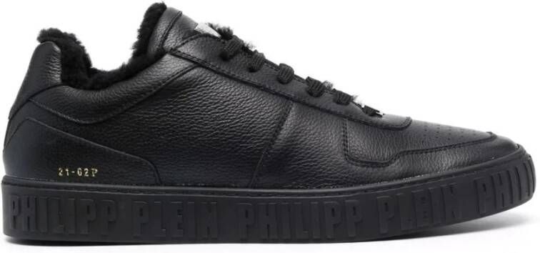 Philipp Plein Zwarte Leren Lo-Top Sneakers Black Heren