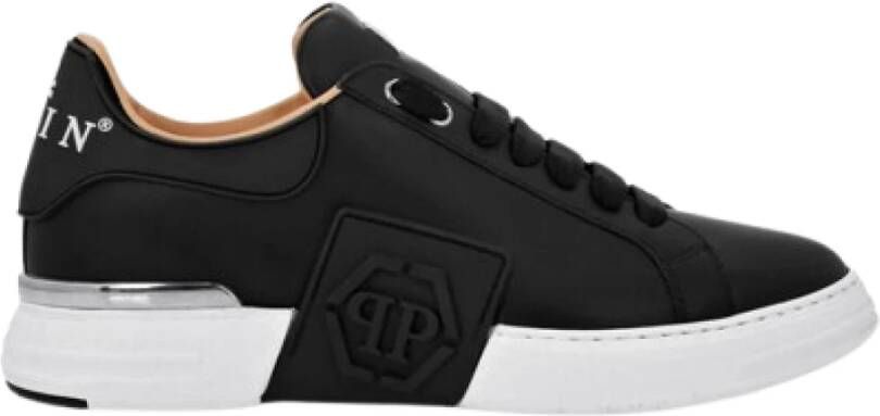 Philipp Plein Zwarte Nappa Sneakers met Hexagon Patch Black Heren