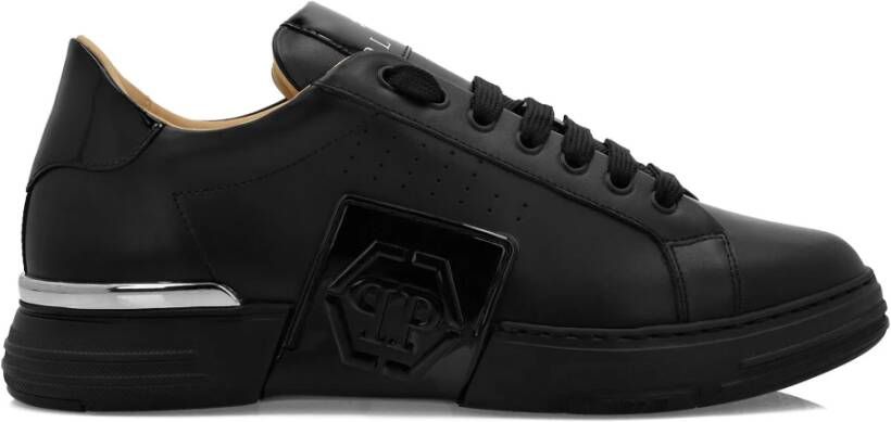 Philipp Plein Zwarte platte schoenen Phantom Kicks Black Heren