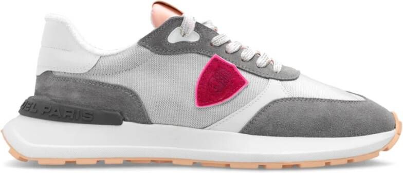 Philippe Model Grijze Leren en Stoffen Sneakers voor Vrouwen Gray Dames