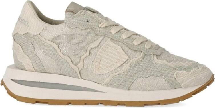 Philippe Model Beige Denim Sneaker met Metalen Details Beige Dames