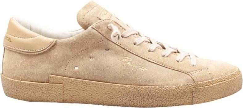 Philippe Model Beige Suède Sneakers met Leren Hiel Beige Heren