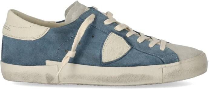 Philippe Model Blauw Room Laag Suède Sneaker Blue Heren