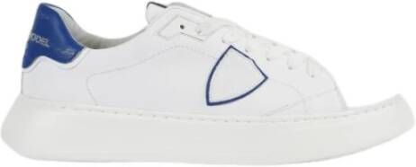 Philippe Model Blauwe Geborduurde Leren Sneakers White Heren