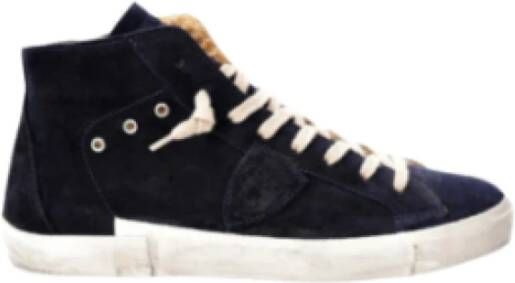 Philippe Model Blauwe Hoge Top Sneakers Faux Fur Voering Black Heren