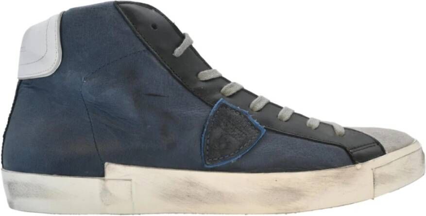 Philippe Model Blauwe Hoge Top Sneakers Mixage Stijl Blue Heren