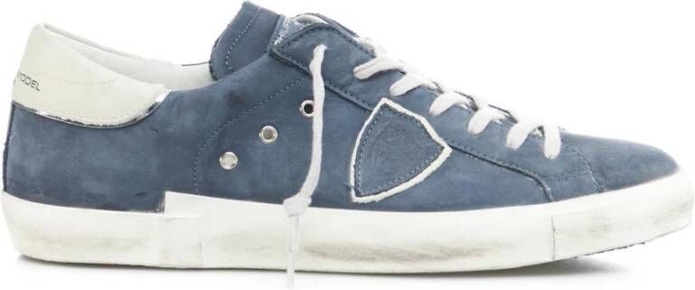 Philippe Model Blauwe Leren Sneakers met Contrasterende Details Blue Heren