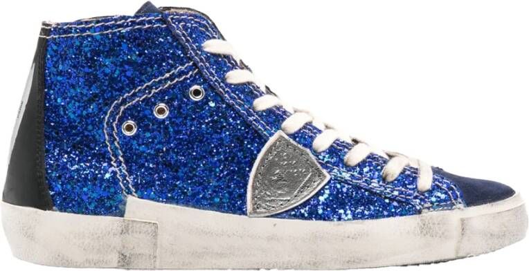 Philippe Model Blauwe Sneakers met Glitterdetails Blue Dames