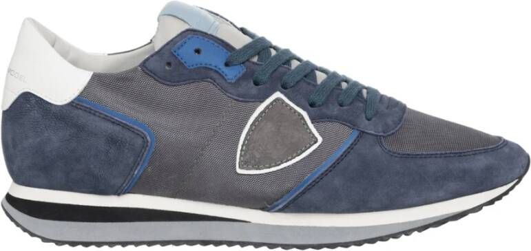 Philippe Model Blauwe Suède en Stoffen Sneakers Blue Heren