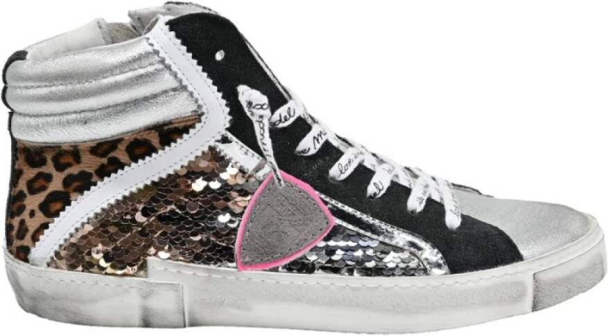 Philippe Model Bronzen Pailletten Hoge Dames Sneakers Multicolor Dames