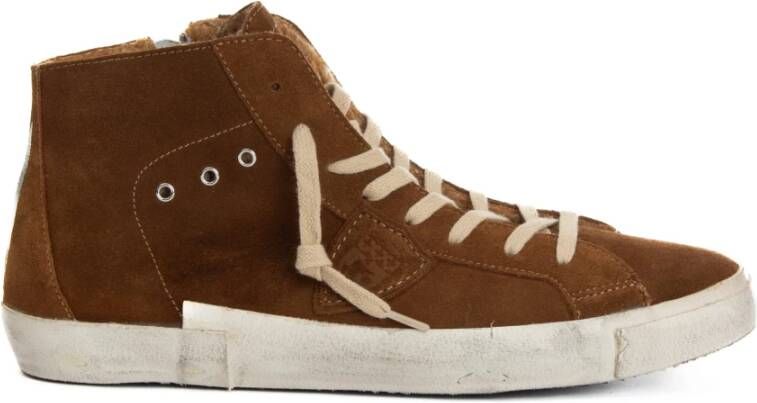 Philippe Model Bruin Leren Sneaker Platte Schoenen Brown Heren