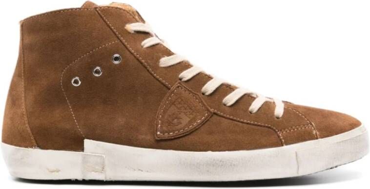 Philippe Model Bruine Hoge Sneakers met Shearling Brown Heren