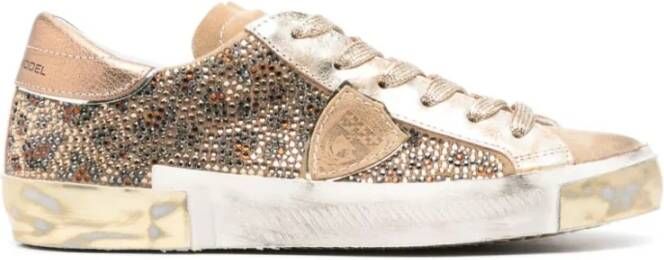 Philippe Model Bruine Sneakers met Gouden Dierenmotief Brown Dames