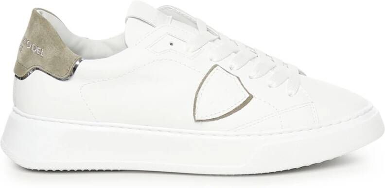 Philippe Model Canvas Leren Sneakers Wit Groen White Heren