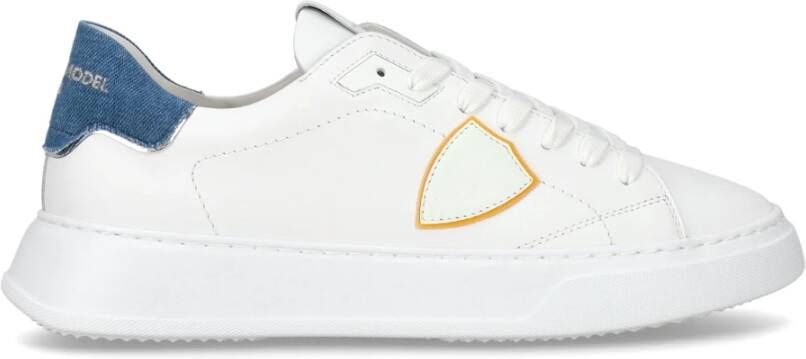 Philippe Model Witte lage sneakers met bovenwerk van kalfsleer White Heren