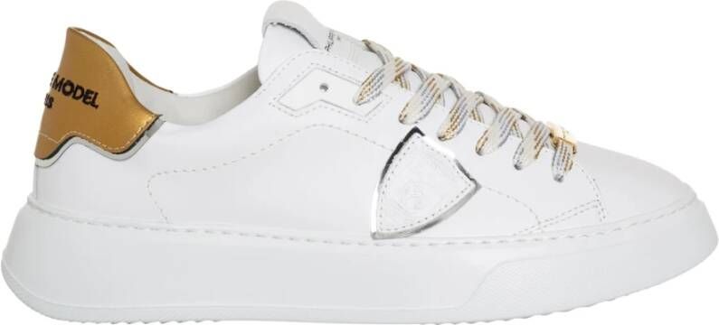 Philippe Model Elegante witte en gouden sneakers voor vrouwen White Dames