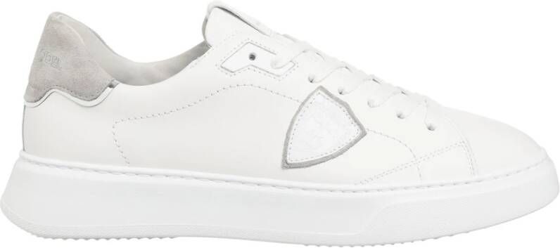 Philippe Model Eenvoudige Temple Sneakers met Vetersluiting White Heren