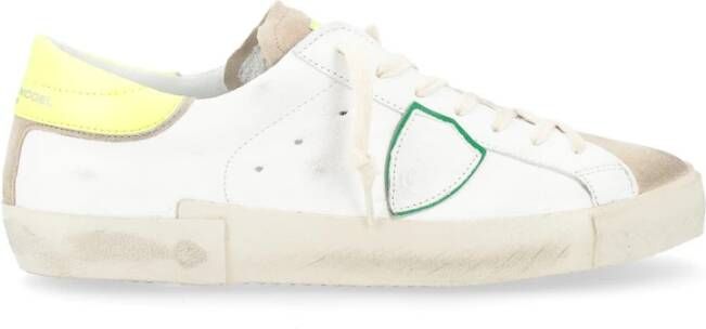 Philippe Model Fluorescerende gele leren sneaker Paris X White Heren