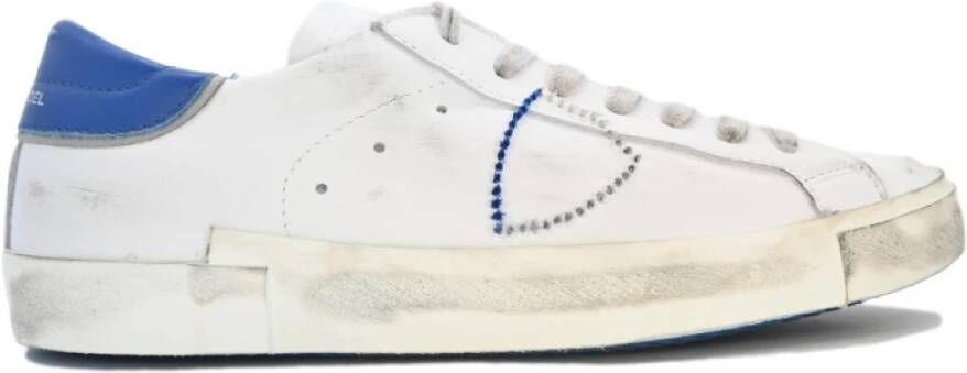 Philippe Model Geborduurde Lage Top Sneakers Wit Blauw White Heren