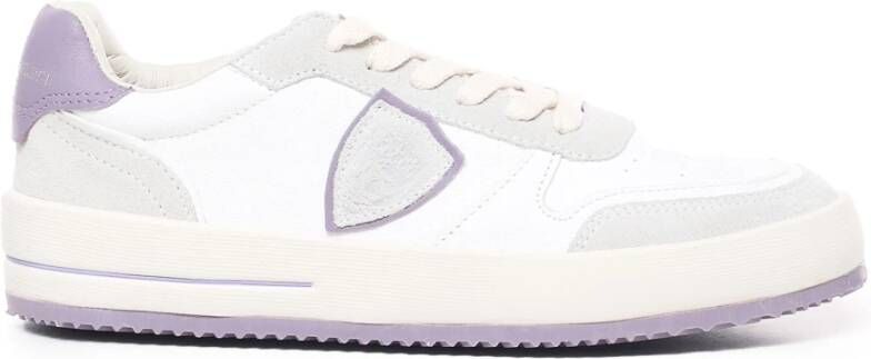 Philippe Model Geperforeerde kalfsleren sneakers Wit Lila White Dames