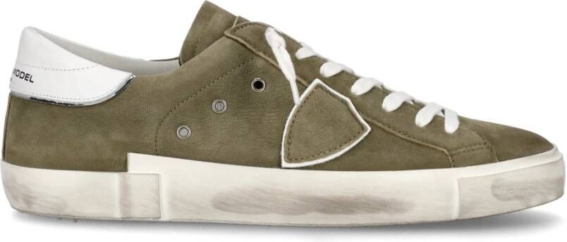 Philippe Model Gewassen nubuck lage sneaker Green Heren